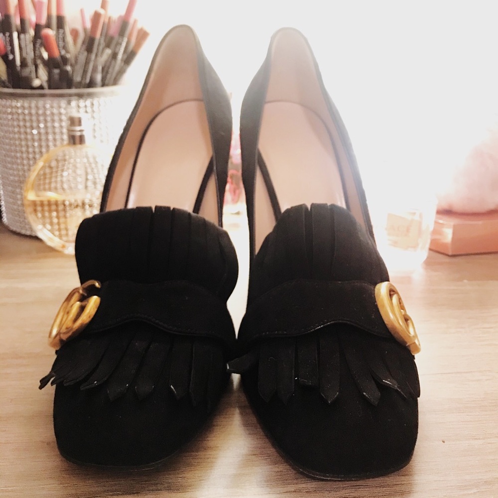 Gucci GG Logo Suede Pumps - size 38.5 IT or 8.5 US - Picture 2 of 5